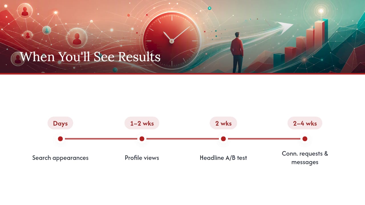 Timeline of LinkedIn optimization results