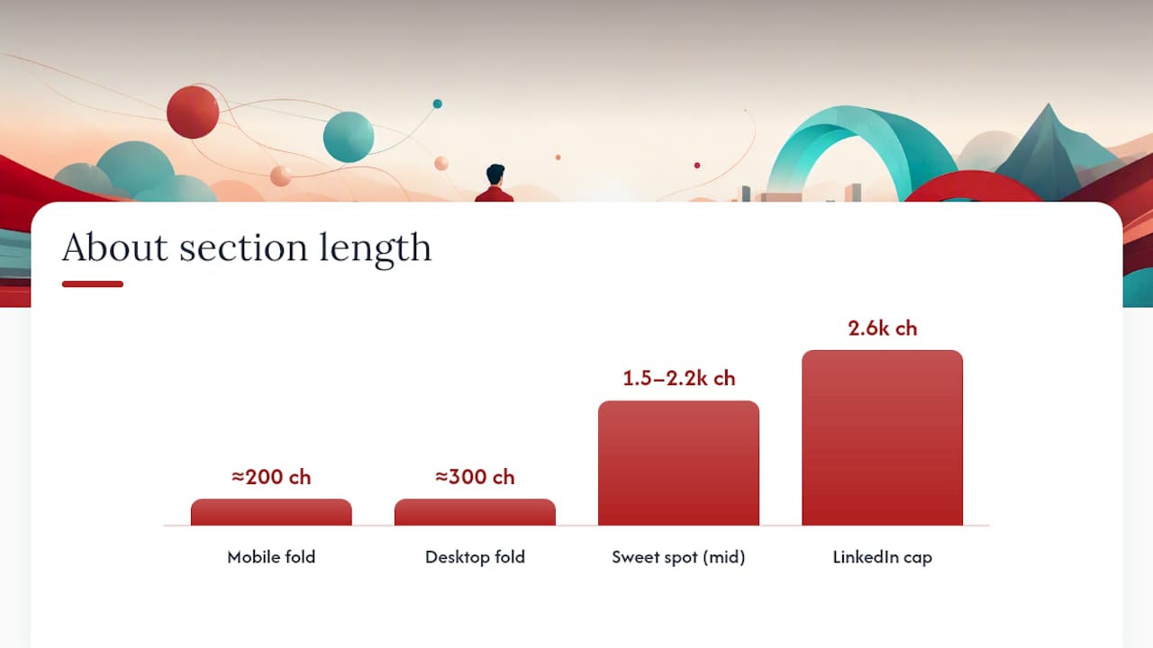 How long should your LinkedIn about section be? — overview diagram