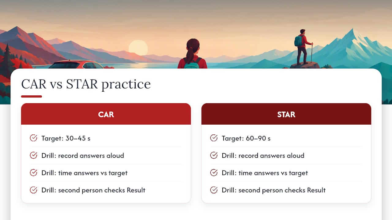 STAR and CAR timing comparison with practice drills