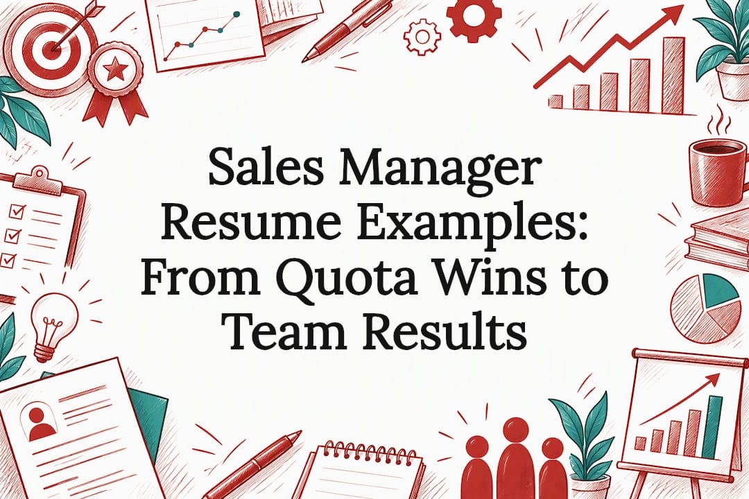 Sales resume title card with ink-sketch accents