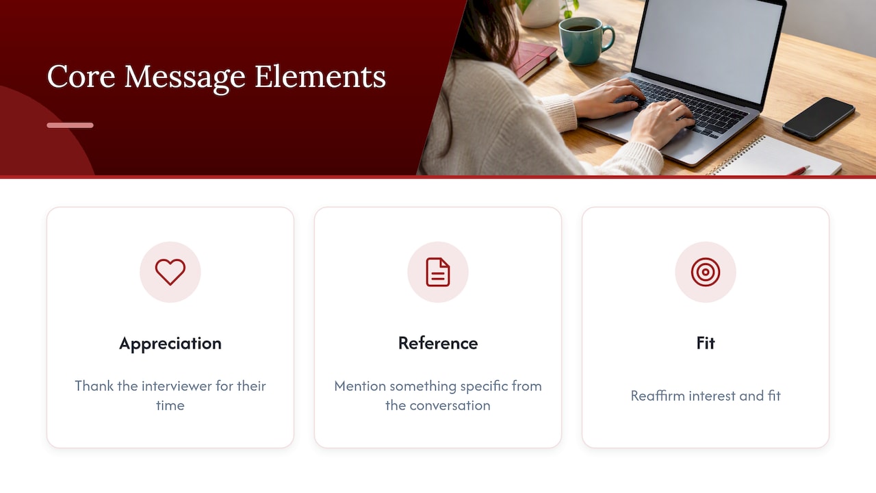 Three core parts of an interview thank-you email